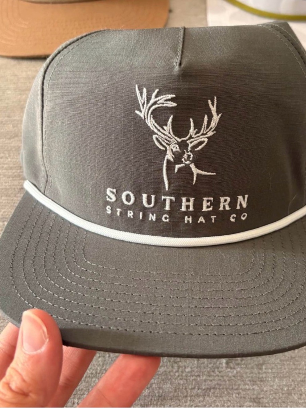 Gray Trucker Cap with Embroidered Deer